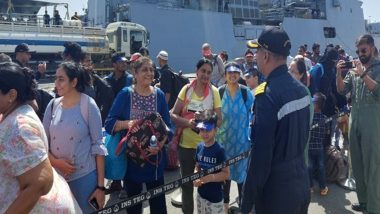 Operation Kaveri: Indian Navy Ship INS Teg Evacuates 14th Batch of 288 Stranded Indians From Port Sudan (See Pics)