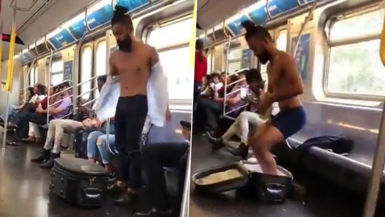 Man Strips, Takes Bath In Front of Passengers Inside New York City Subway Train Coach (Watch Video)