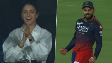 RCB  vs LSG: Anushka Sharma Cheers For Hubby Virat Kohli in Bengaluru's Chinnaswamy Stadium (View Pic)