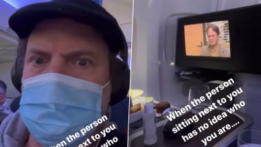 The Office's Rainn Wilson Posts Funny Video of His Very Oblivious Co-Passenger Watching 'Dwight Schrute' on Flight (Watch Video)