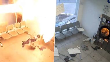 Man Narrowly Escapes Explosion As Washing Machine Blasts in Spanish Laundromat, Spine-Chilling Video Surfaces