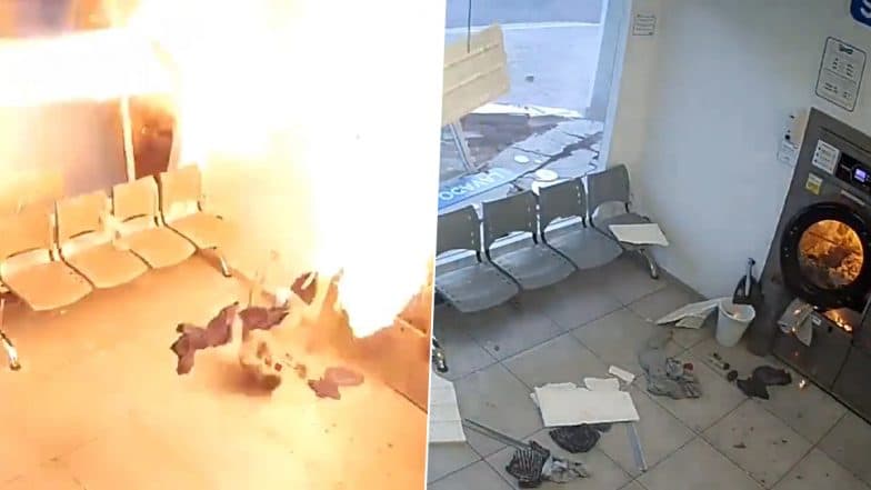 Man Narrowly Escapes Explosion As Washing Machine Blasts in Spanish Laundromat, Spine-Chilling Video Surfaces