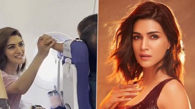 Kriti Sanon Opts for Budgeted Flight, Travels Economy Class to Indore and Plays With a Kid (Watch Video)