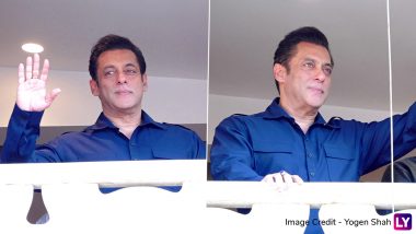 Eid-Ul-Fitr 2023: Salman Khan Makes Special Eid Appearance, Greets Fans Outside Galaxy Apartment (Watch Video)