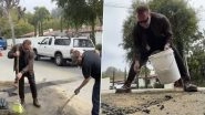 Arnold Schwarzenegger Patches Up Huge Pothole Caused by Recent Storms in His LA Neighbourhood (Watch Video)