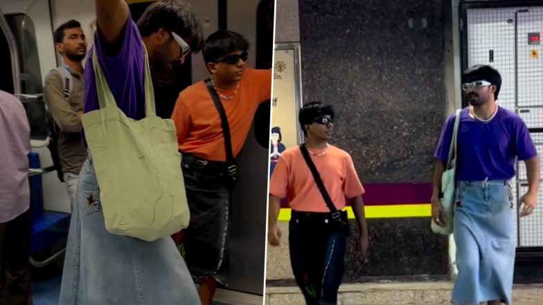 Men Wear Skirts To Travel in Delhi Metro, Leave Commuters Shocked (Watch Video)