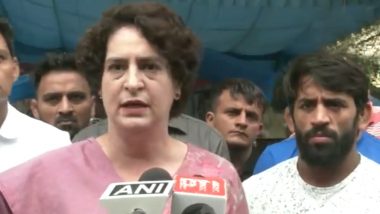 Wrestlers Protest: Priyanka Gandhi Meets Protesting Wrestlers at Jantar Mantar, Expresses Solidarity (Watch Video)