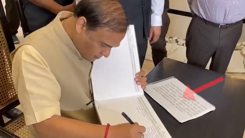 Himanta Biswa Sarma Gives Epic Reply To Twitter User Who Shares Video of Him Copying Para in Visitor's Book, Says 'Trying My Best To Learn Hindi and English'