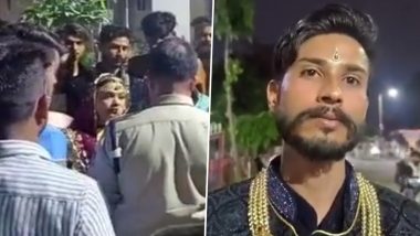 Madhya Pradesh: Bride and Groom Protest at Police Station in Ratlam After Cops Stop DJ From Playing Music at Wedding (Watch Video)