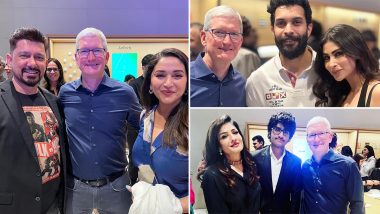 Madhuri Dixit, Raveena Tandon, Mouni Roy and Other Bollywood Celebs Pose With Apple CEO Tim Cook in India (View Pics)