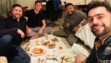 ‘Great Gesture’ Hardik Pandya Joins Rashid Khan and Noor Ahmad for Ramadan Sehri Following Gujarat Titans’ Win Over Delhi Capitals in IPL 2023 (See Pic)