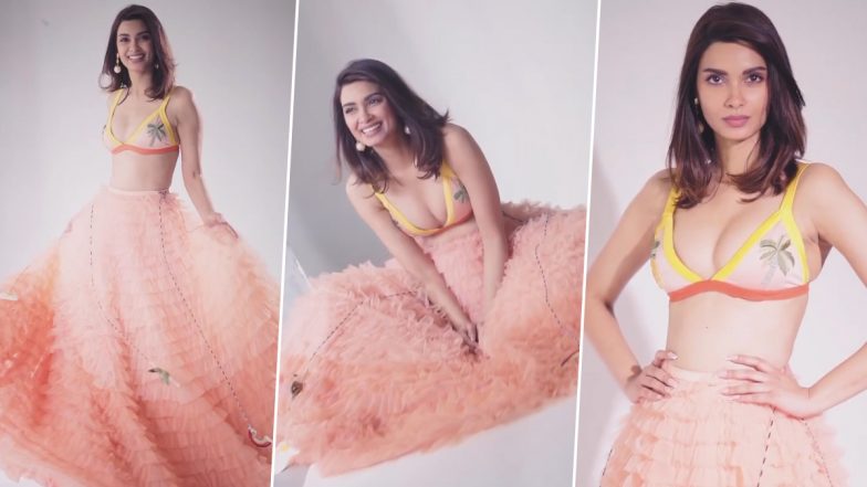 Diana Penty Shows Off Her Flattering Figure in Pink and Yellow Bikini Top and Frilled Long Skirt (Watch Video)