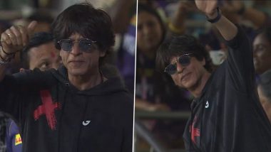 Shah Rukh Khan at Eden Gardens For KKR vs RCB! Pathaan Star Delights Crowd in Kolkata With His Presence For Kolkata Knight Riders' First Home Game of IPL 2023 (View Pics)