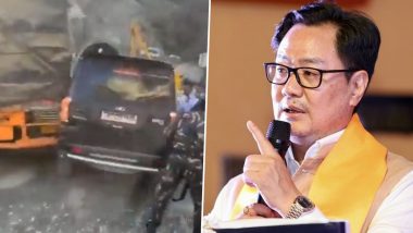 Kiren Rijiju Accident: Union Law Minister Safe After His Car Meets With Minor Accident in Jammu and Kashmir’s Ramban, Say Police (Watch Video)