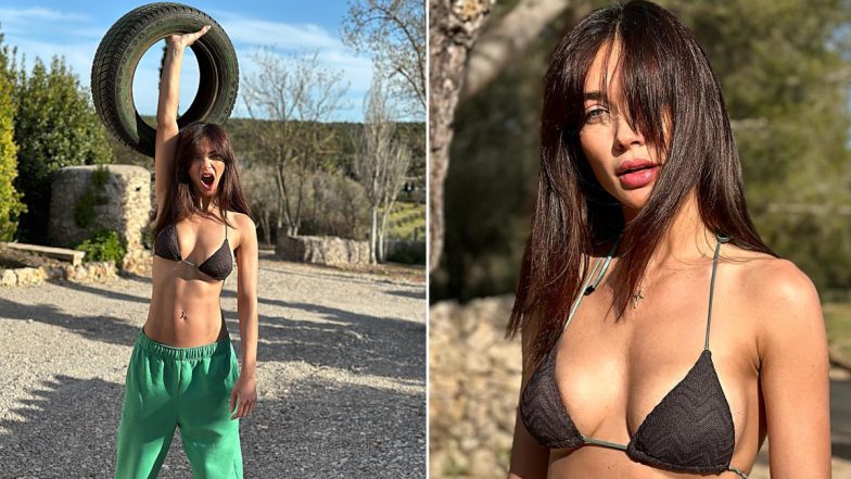 Amy Jackson Flaunts Her Abs in Skimpy Bikini Top and Sweatpants (View Pics)