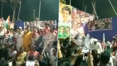 Chhattisgarh: Stage Collapses During 'Save Democracy Torch Rally' in Bilaspur, Two Congress MLAs Injured (Watch Video)