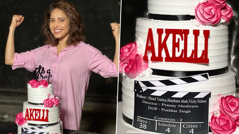 Akelli: Nushrratt Bharuccha Wraps Filming for Her Upcoming Thriller, Celebrates with Three Tier Cake (View Pic)