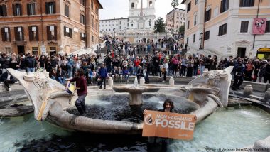 Climate Activists Turn Famed Roman Fountain Black