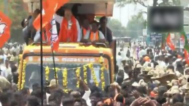 Karnataka Assembly Elections 2023: Amit Shah Holds Roadshow at Gundlupete in Chamarajanagar District (Watch Video)