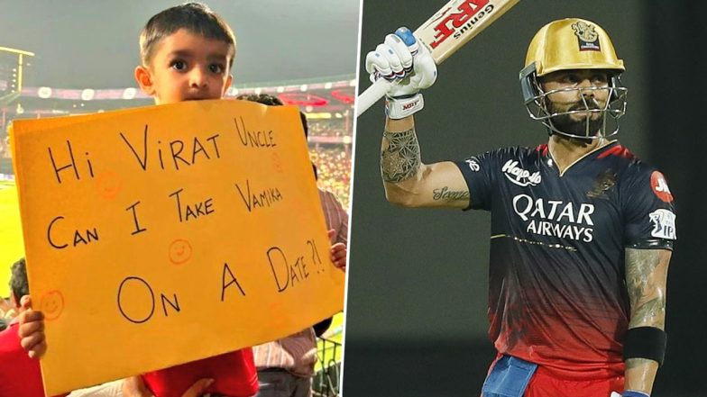 ‘Virat Uncle Can I Take Vamika On A Date?’ Reads Young Fan's Placard For Virat Kohli's Daughter During RCB vs CSK IPL 2023, Pic Goes Viral