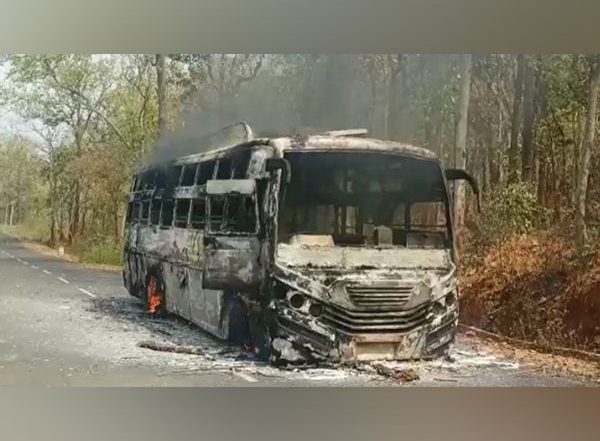 India News | Naxalites Set Bus on Fire in Chattisgarh's Dantewada District, All Passengers Safe