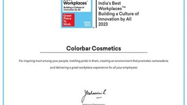 Business News | Colorbar Cosmetics Amongst 'India's Best Workplaces Building a Culture of Innovation by All 2023'