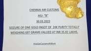 India News | Tamil Nadu: Passenger from Colombo Intercepted at Chennai Airport, Gold Worth Rs 36 Lakh Seized