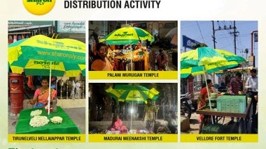 Business News | SharonPly Gifts Umbrellas with Solar-powered Lights to Road-side Vendors at Various Temples in TamilNadu & Puducherry