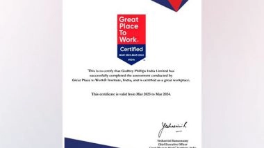 Business News | Godfrey Phillips India is a 'Great Place To Work' for 5th Year in a Row