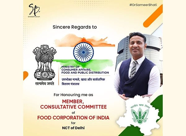 Business News | Dr Sameer Bhati, Director, Star Imaging Has Been Appointed as a Member of FCI's Consultative Committee