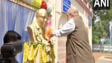 India News | Union Home Minister Shah Pays Floral Tributes to Ambedkar in West Bengal