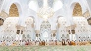World News | Mansour Bin Zayed, Abu Dhabi Crown Prince, Sheikhs Perform Eid Al Fitr Prayer at Sheikh Zayed Grand Mosque