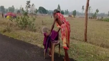 India News | Odisha: 70-year-old Woman Walks Miles Barefoot with Support of Broken Chair to Collect Pension Money