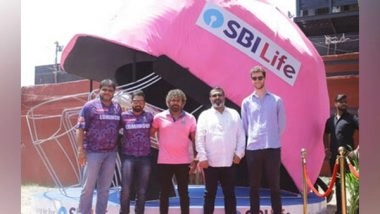 Business News | SBI Life Insurance and Rajasthan Royals Franchise Unveils a Larger-than-life 'helmet' Installation at Sawai Mansingh Stadium, Jaipur