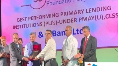 India News | J&K Bank Bags Award for Outstanding Contribution Under PM Awas Yojana