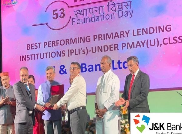 India News | J&K Bank Bags Award for Outstanding Contribution Under PM Awas Yojana