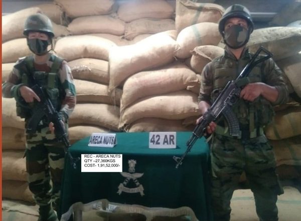 India News | Mizoram: Assam Rifles, Custom Seizes Illegal Areca Nuts Worth over Rs 1.9 Cr at Champai