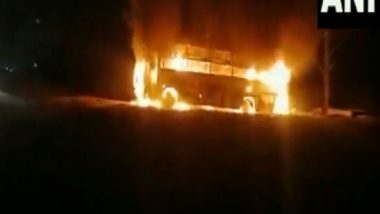 India News | Bus Catches Fire on Mumbai-Ahmedabad Highway, No Casualty Reported