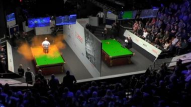 'Just Stop Oil' Activists Disrupt World Snooker Championship Game in UK, One of Them Pours Orange Powder Paint on Table (See Pics and Video)