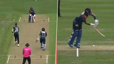 Adam Milne Breaks Pathum Nissanka's Bat Into Two Pieces With Fiery Delivery During NZ vs SL 2nd T20I 2023 (Watch Video)