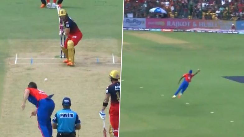 What a Catch! Aman Khan Pulls Off One-Handed Stunner to Dismiss Faf du Plessis During RCB vs DC IPL 2023 Match (Watch Video)