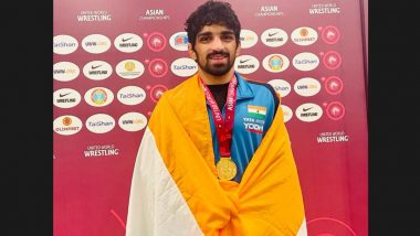 Aman Sehrawat Wins India’s First Gold Medal at Asian Wrestling Championships 2023, Beats Lmaz Smanbekov 9–4 in 57kg Final