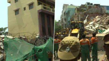 Chennai Building Collapse: 70 Year-Old Building Collapses in Mannady, Four Persons Feared Trapped; Rescue Operation Underway (See Pics)