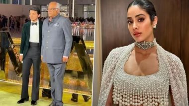 Boney Kapoor Happily Poses With Janhvi Kapoor's Rumoured BF Shikhar Pahariya at NMACC Launch Event (Watch Video)