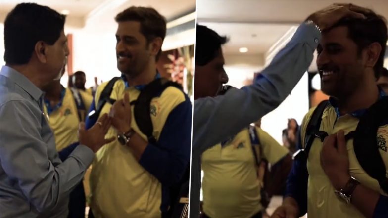 MS Dhoni Receives 'Ashirvaad' From Krishnamachari Srikkanth As CSK Squad Meet Former Chief Selector and Murali Vijay on Sidelines of IPL 2023 (Watch Video)