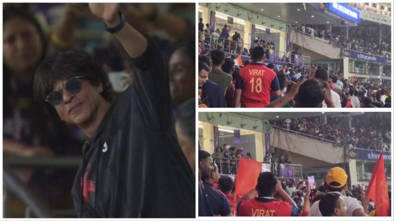 Eden Gardens Crowd Cheers for Shah Rukh Khan and Pathaan Superstar Waves Back at Them During KKR vs RCB IPL 2023 Match! (Watch Video)