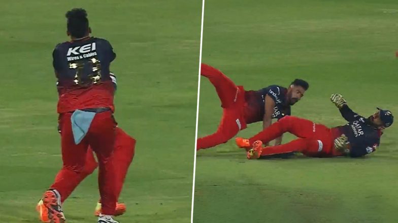 Dinesh Karthik, Mohammed Siraj Suffer Nasty Collision During RCB vs MI IPL 2023 Match (Watch Video)