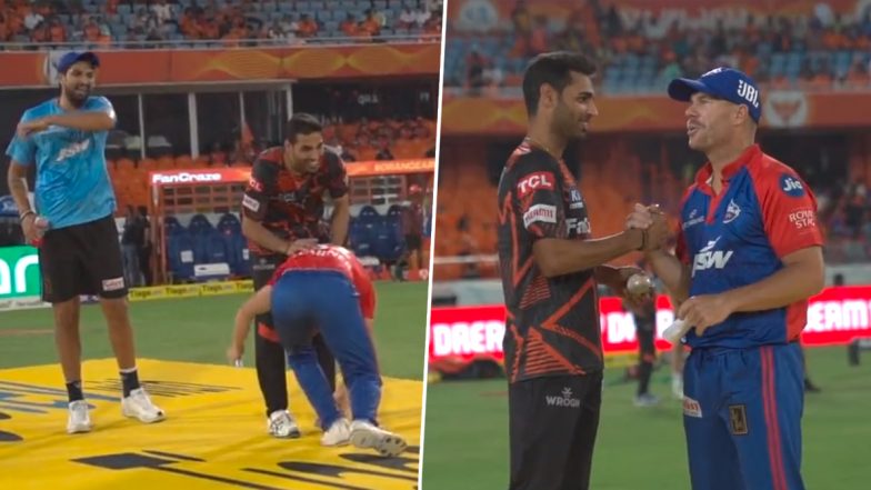 David Warner Touches Bhuvneshwar Kumar's Feet, Hugs Him Ahead of SRH vs DC IPL 2023 Match, Video Goes Viral!