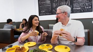 Apple CEO Tim Cook Relishes Vada Pav With Bollywood Superstar Madhuri Dixit Nene (See Pic)