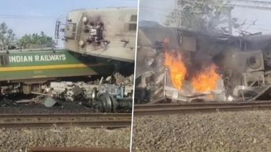 Madhya Pradesh Train Collision: Two Goods Trains Collide With Each Other Near Singhpur Railway Station in Shahdol; Motormen Injured, Two Railway Workers Feared Trapped (See Pics)